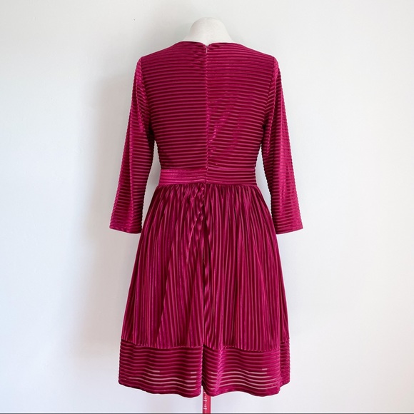Copper Key Berry Velvet Stripe Dress - Picture 7 of 11